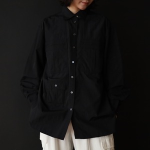 loose silhouette mulch pocket design nylon shirt