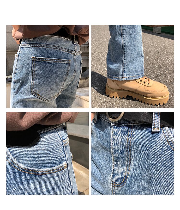 全1色 デニム パンツ ストレート カジュアル 無地 おしゃれ