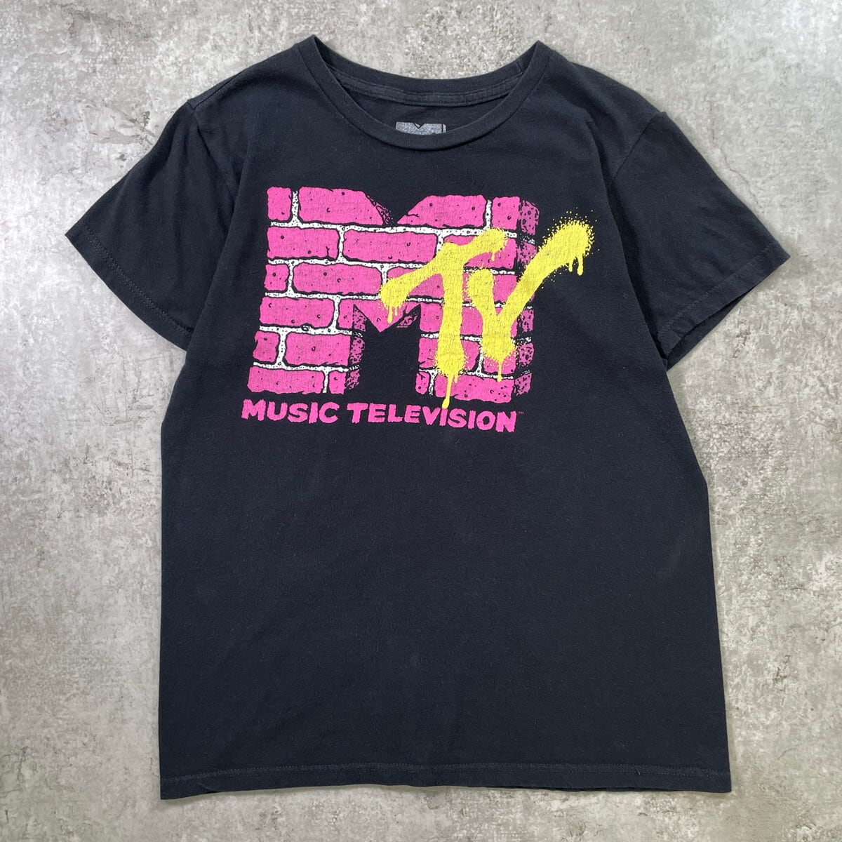 MUSIC TELEVISION MTV ロゴプリントTシャツ メンズS 古着 企業 黒【T
