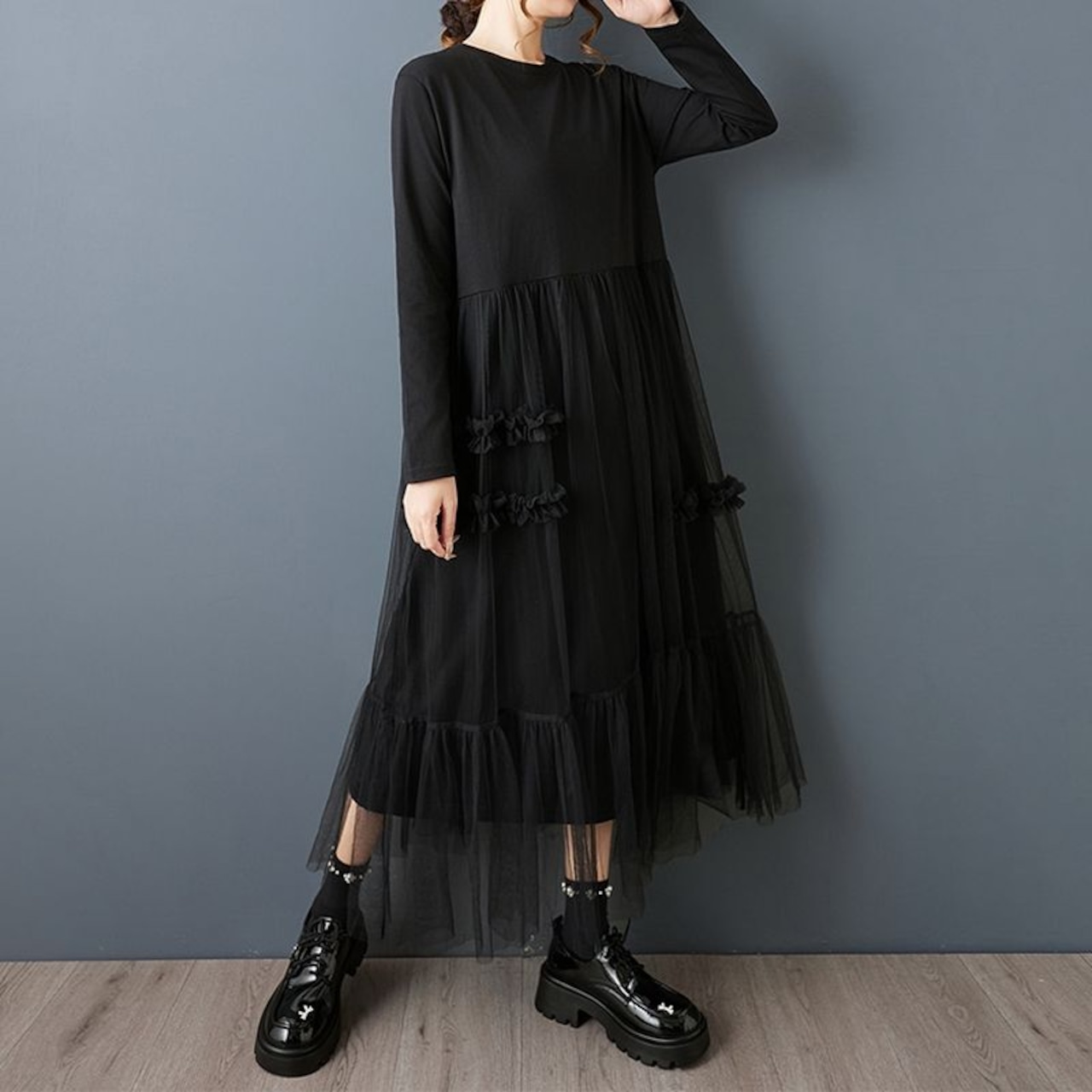 チュール 装飾 ワンピース 00327