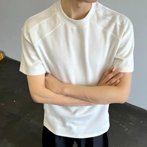 ヨークデザインミニマルクルーネックTシャツ 2col   A00109