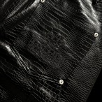 CROWN LOGO LEATHER DOUBLE KNEE BAGGY PANTS