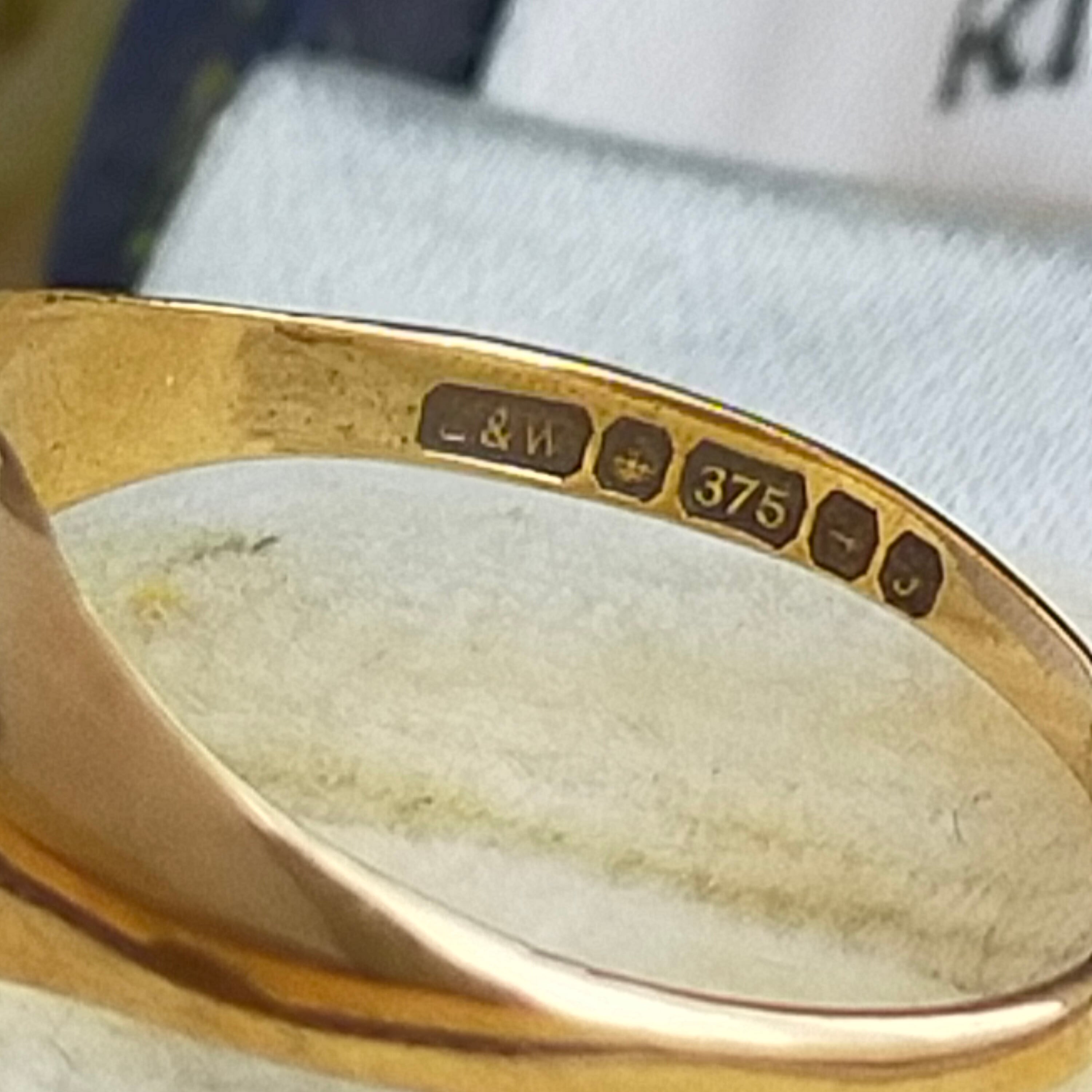 英国 1980年 ヴィンテージ 9kゴールド ハート シグネットリング