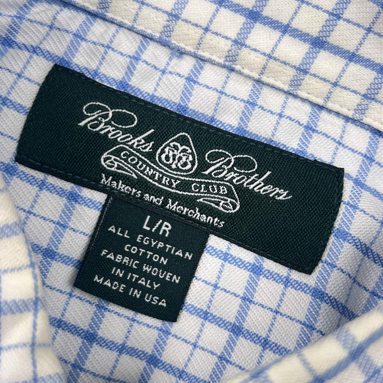 USA製 Brooks Brothers COUNTTRY CLUB ブルックスブラザーズ チェック BD ボタンダウン 長袖シャツ L/ブルー メンズ