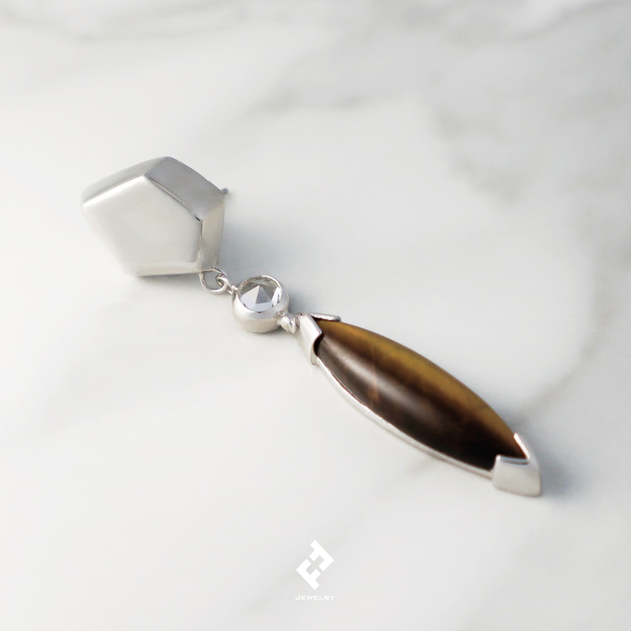+6 lados ・シングルピアス〜single earring (tiger eye+silver)