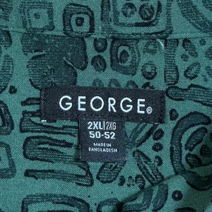 【GEORGE】半袖シャツ 柄シャツ 総柄 オールパターン レーヨン 2XL ビッグサイズ アースカラー US古着