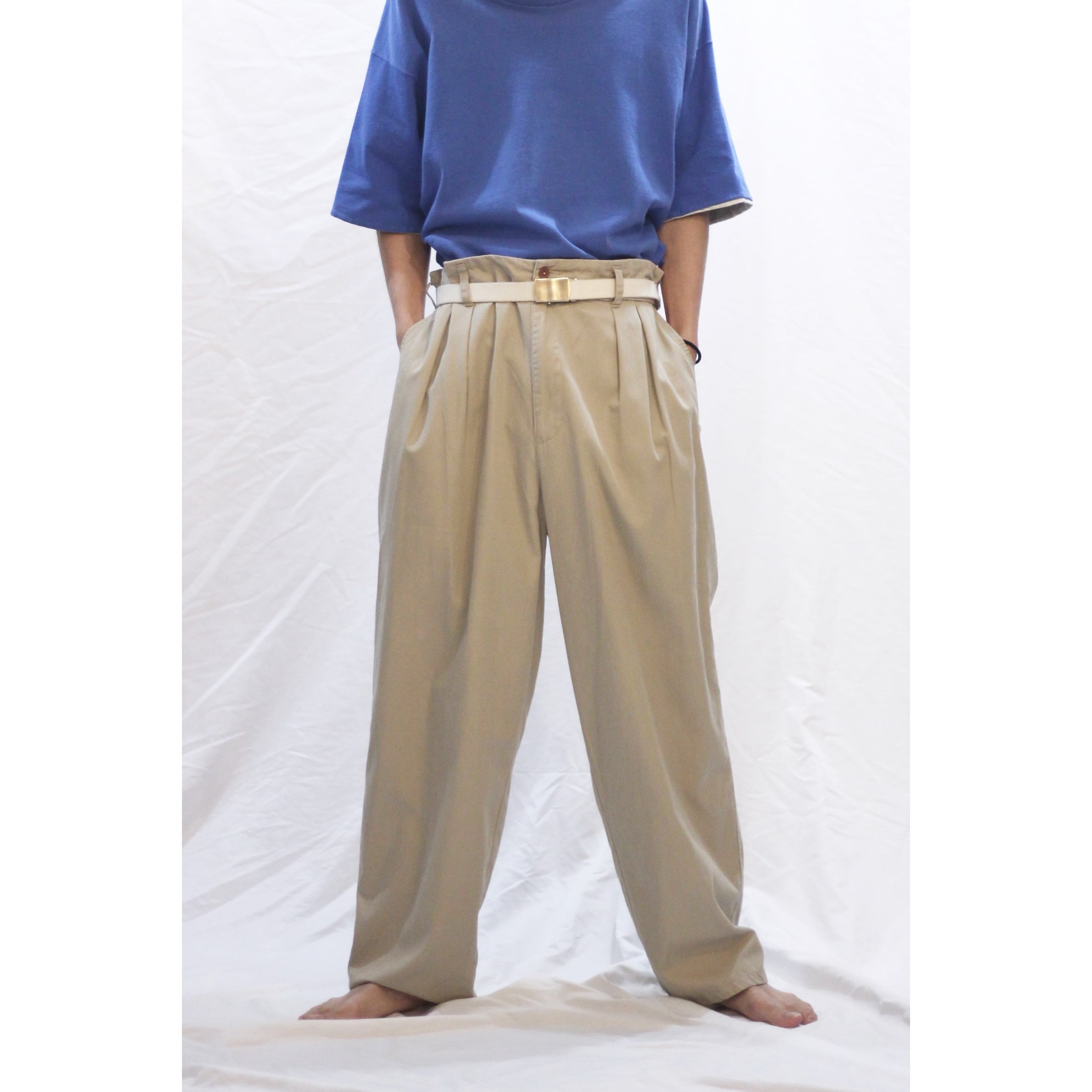 90's Cotton 2Tuck Trousers Wide Pants