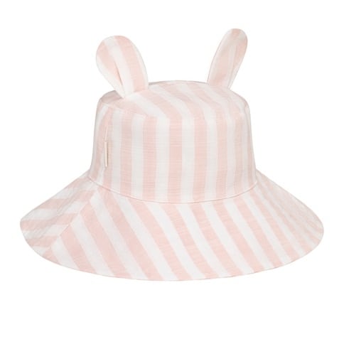 T2301P-1-Stripy Bunny Sun Hat 3-6 Years-PINK