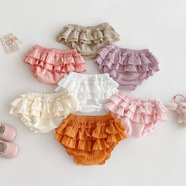 【BABY】夏作ベビー フリルショートパンツ コットン かぼちゃパンツ ガールズ