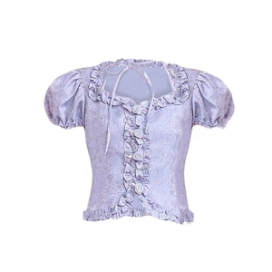 【SOS SEAMSTRESS】Pleated lace bow blouse shirt