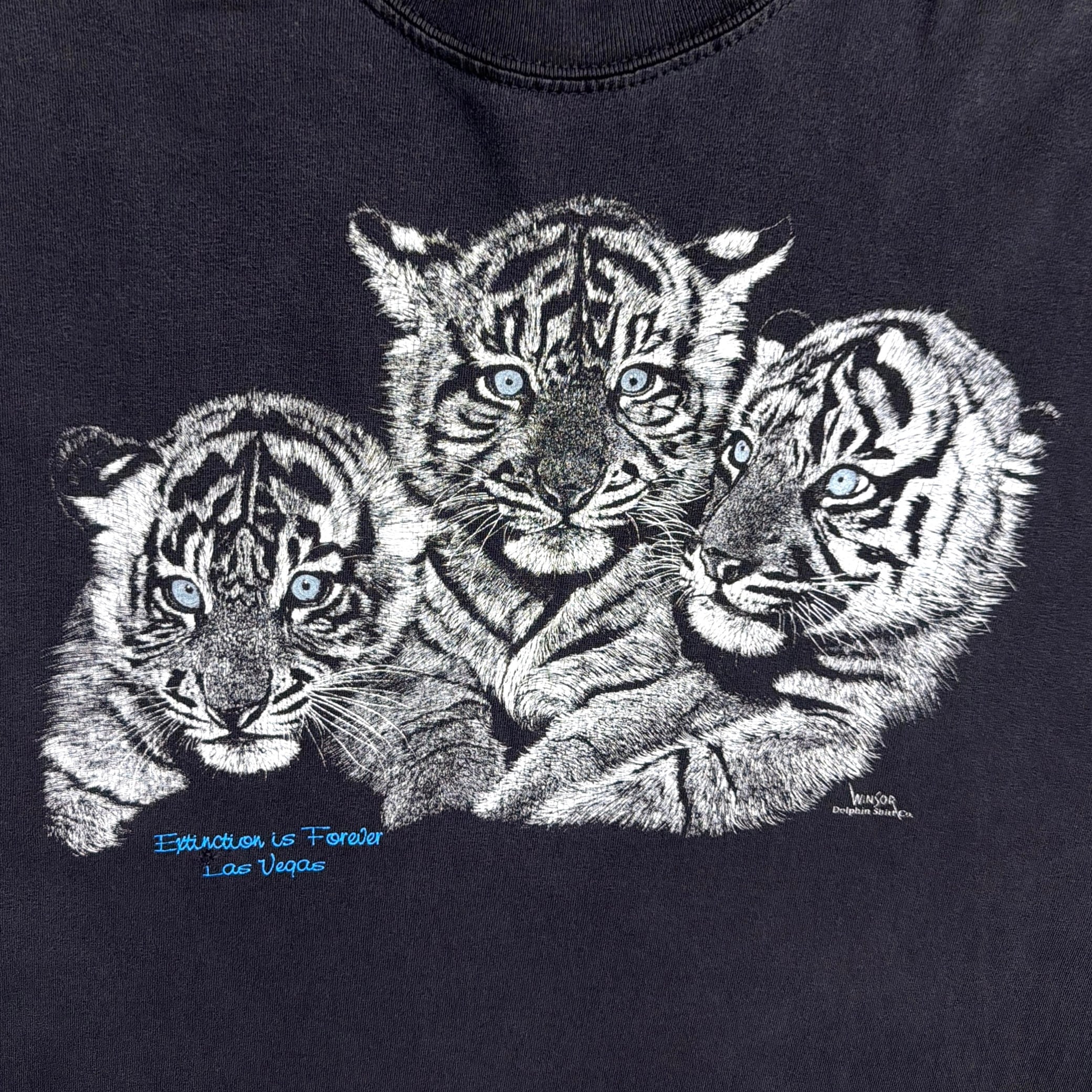 Men's】 90s ホワイトタイガー イラスト カットオフ Tシャツ