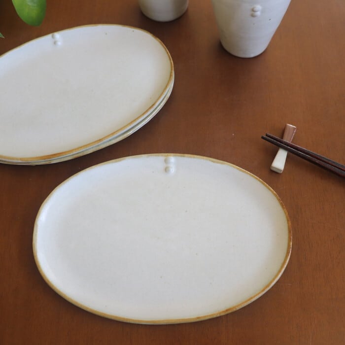益子焼 健一窯 オーバルプレート Mashiko-yaki Oval plate #493