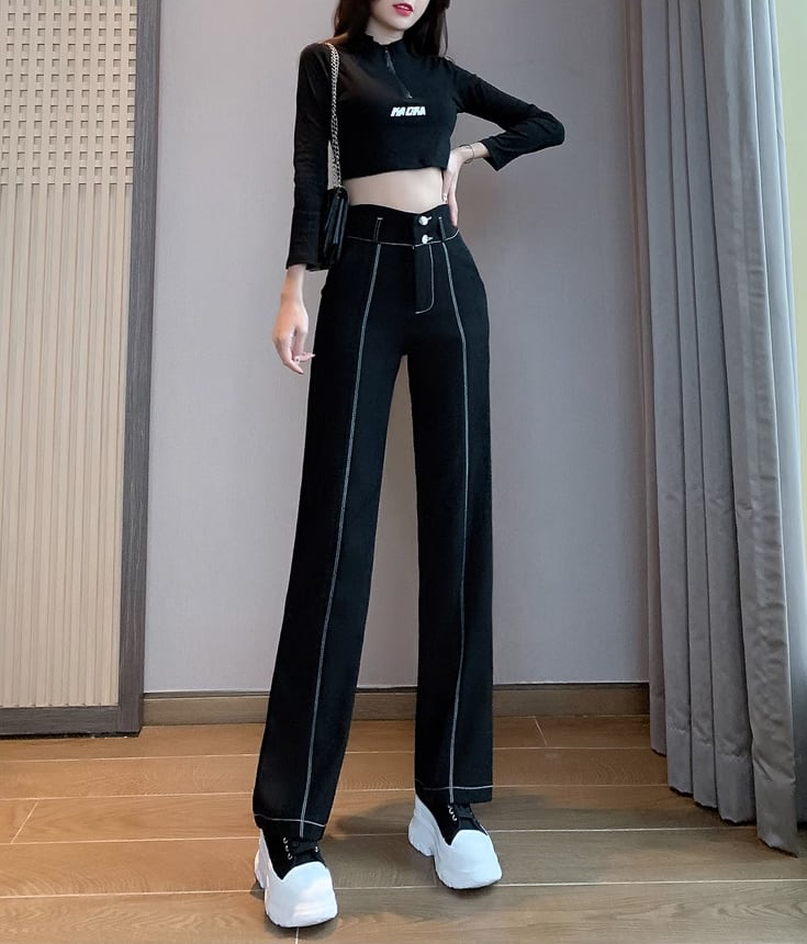 ワイドレッグパンツ ボトムス パンツ ズボン ストレートパンツ 細身 ストレート ハイウエスト 大人可愛い カジュアル 大人 上品 おしゃれ お洒落 レトロ 大人女子 ルーズ クール 無地 春 秋 10代 20代 レディース 女性用 デート お出かけ 女子会 お泊まり 休日 イベント 普段使い ファッション コーデ スタイル サイズ S M L XL 2XL 黒 ブラック