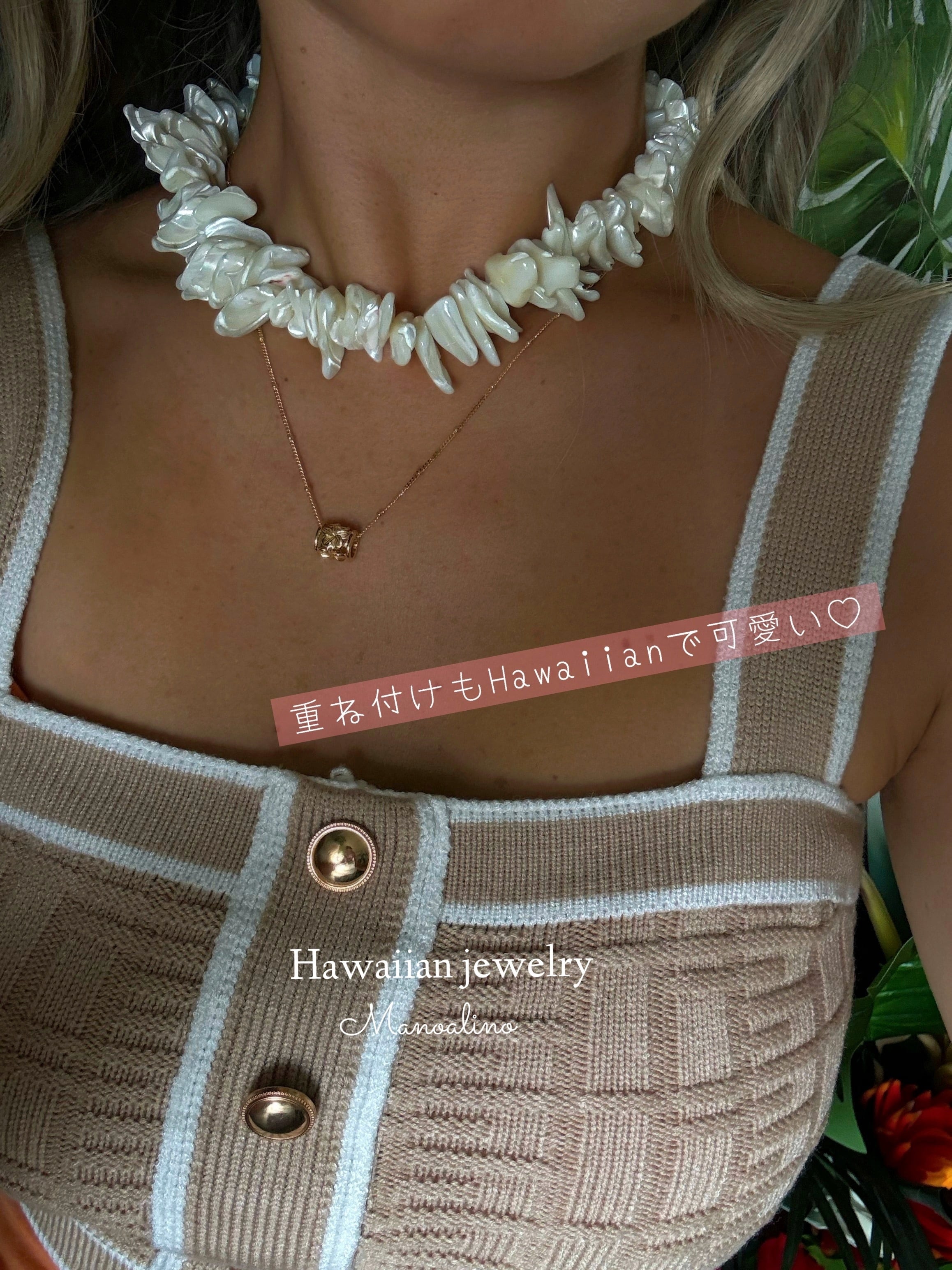 Barrel Plumeria simple necklace Hawaiianjewelry (ハワイアン