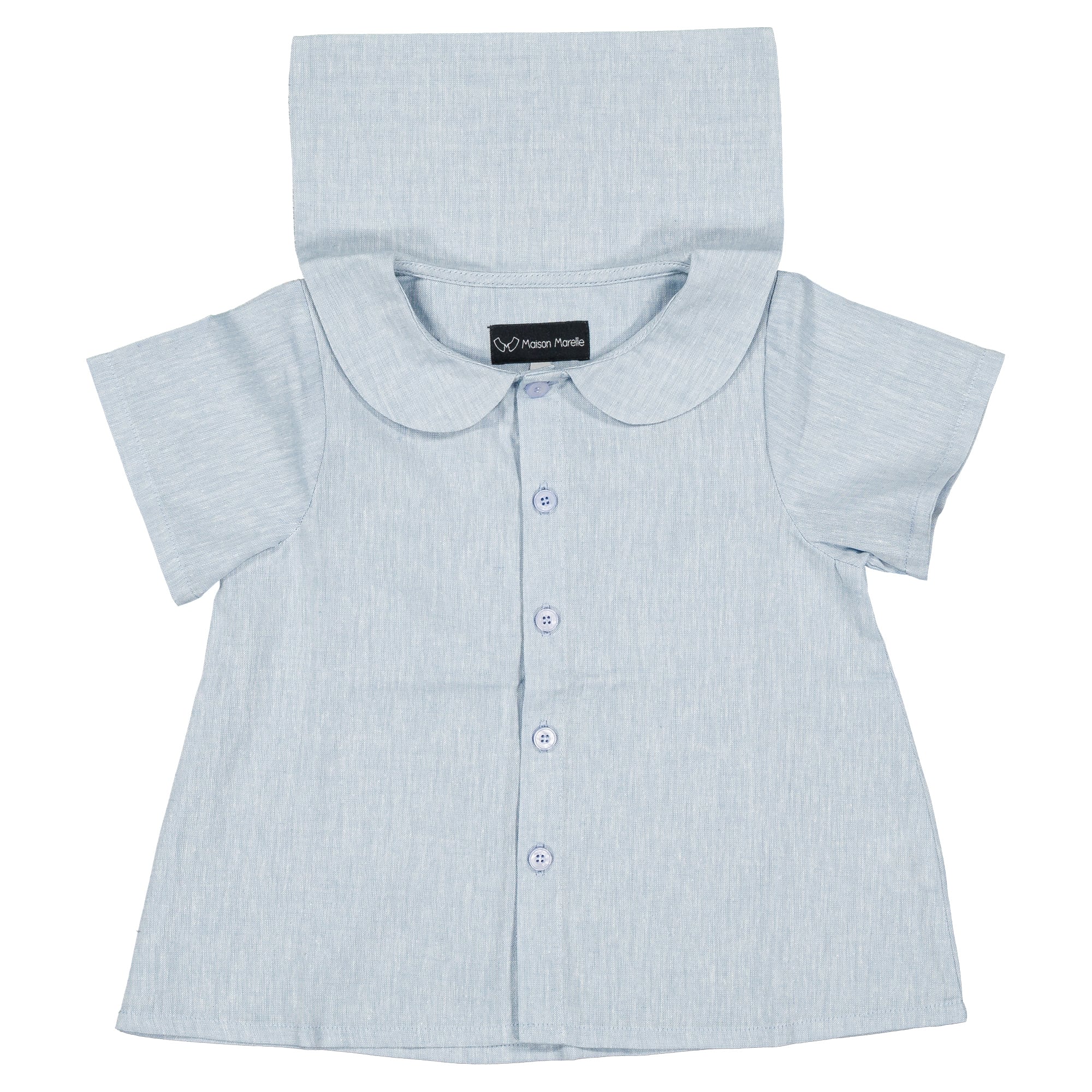 予約【Maison Marelle】Shirt MONCEAU - blue sky linen / 12M~5Y / 6月上旬以降入荷