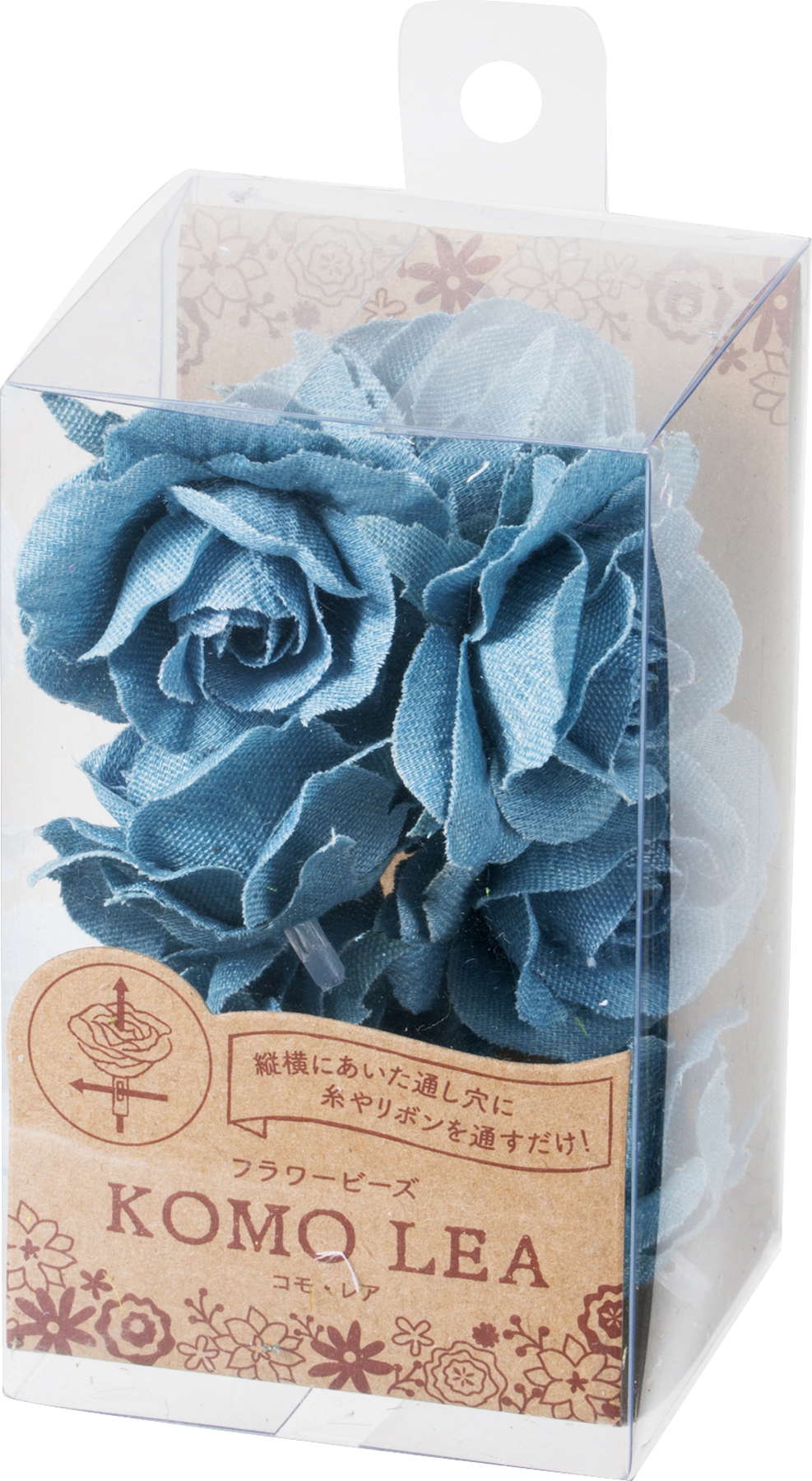 デニムローズヘッド　ＬＢＬ　ブルー系　FLP-1290LBL　4961823683176　造花（アーティフィシャルフラワー） > 定番造花フラワー（素材）