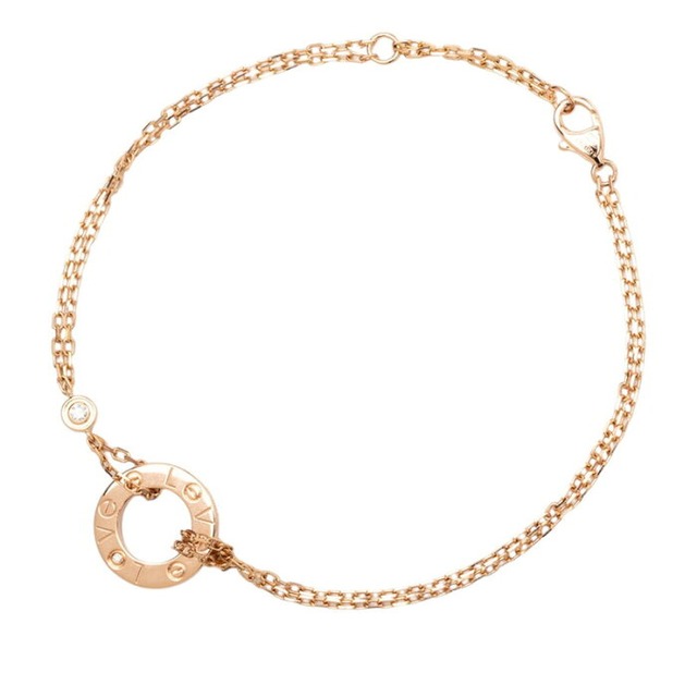 カルティエ ラブサークル 2Pダイヤ ブレスレット ダイヤモンド K18PG ピンクゴールド 750 レディース CARTIER 【中古】