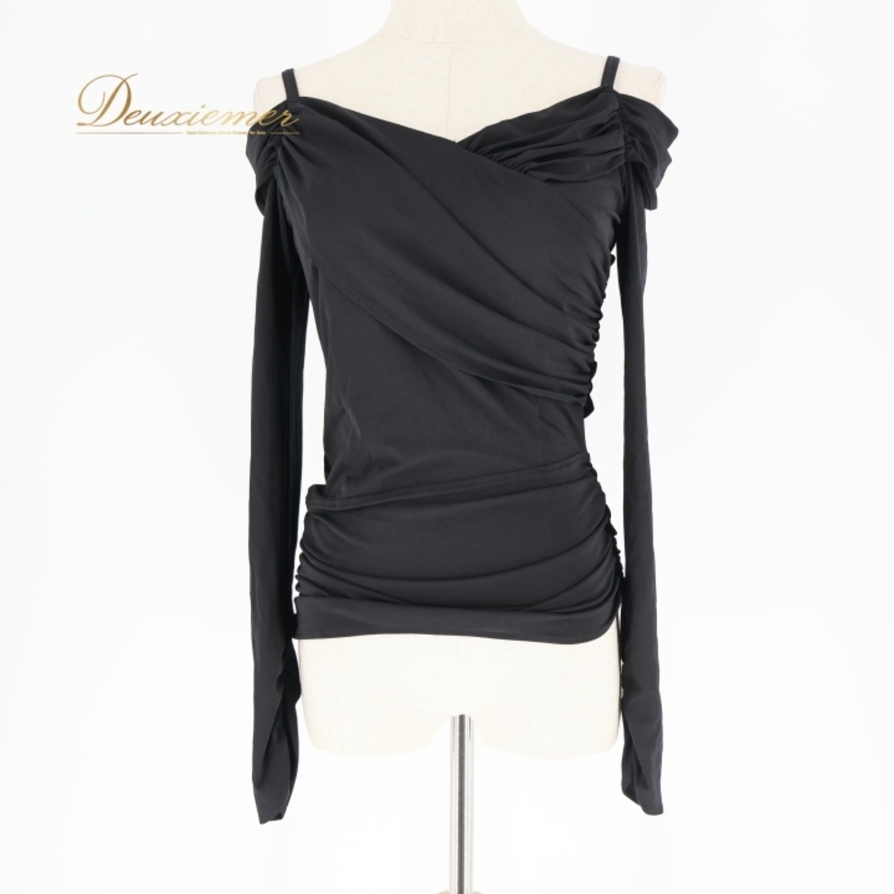 社交ダンス 衣装 トップス ブラウス ブラック系 チャコットロイヤルダンス Chacott ROYAL DANCE 黒 無地 シンプル 練習 レッスン 日本製 オフショルダー 伸縮 ストレッチ 上品 パーティー イベント オールブラック かわいい セクシー