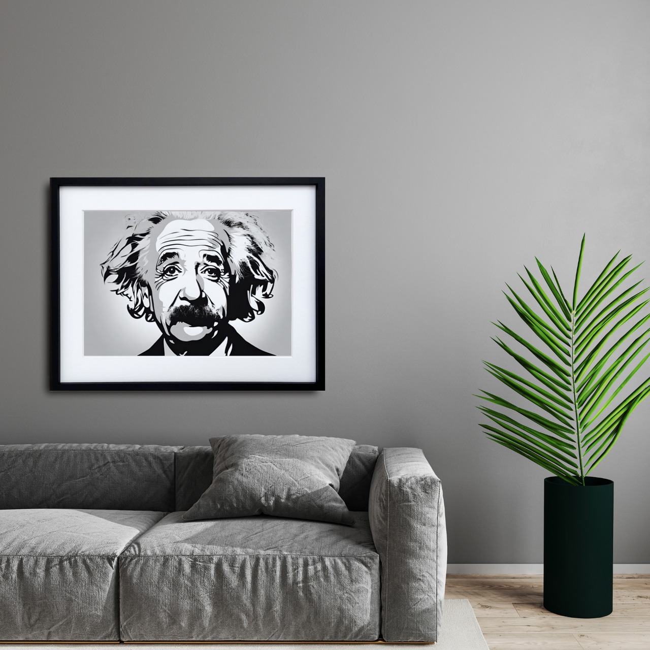 Albert Einstein｜知性とユーモアを描いた現代アートポスター｜書斎・オフィスに最適｜額縁セット・国内生産・A2ポスター