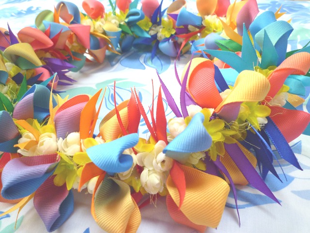 （レシピなし）【レインボーアヌエヌエ　キット】　ハワイアンリボンレイ