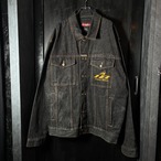 Johnny Blaze / ジョニーブレイズ ブラックデニム カバーオール / 刺繍・メタルパッチ・刻印ボタン / オーバーサイズ ストリート