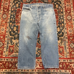 80s USA製 Levi's 501 ハチマル 後期 デニムパンツ W40 W98cm ヴィンテージ ジーンズ グランジ ダメージ リーバイス インディゴ 70s