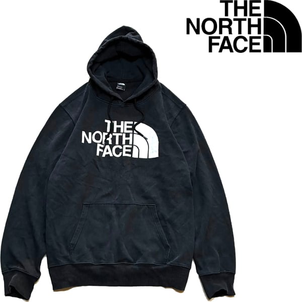 1点物◇ノースフェイスNorth Face黒スウェットパーカー古着LメンズXL