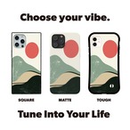 受注生産 iPhoneケース 赤い丸と山並みのミニマル抽象｜カーヴィー抽象 CURV023B