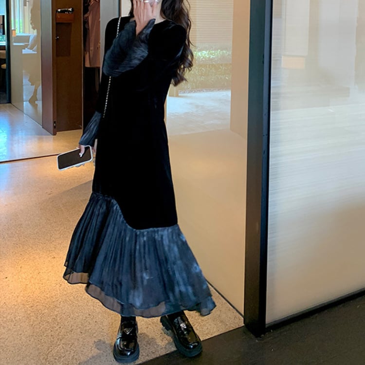 Flare sleeve long dress 00206