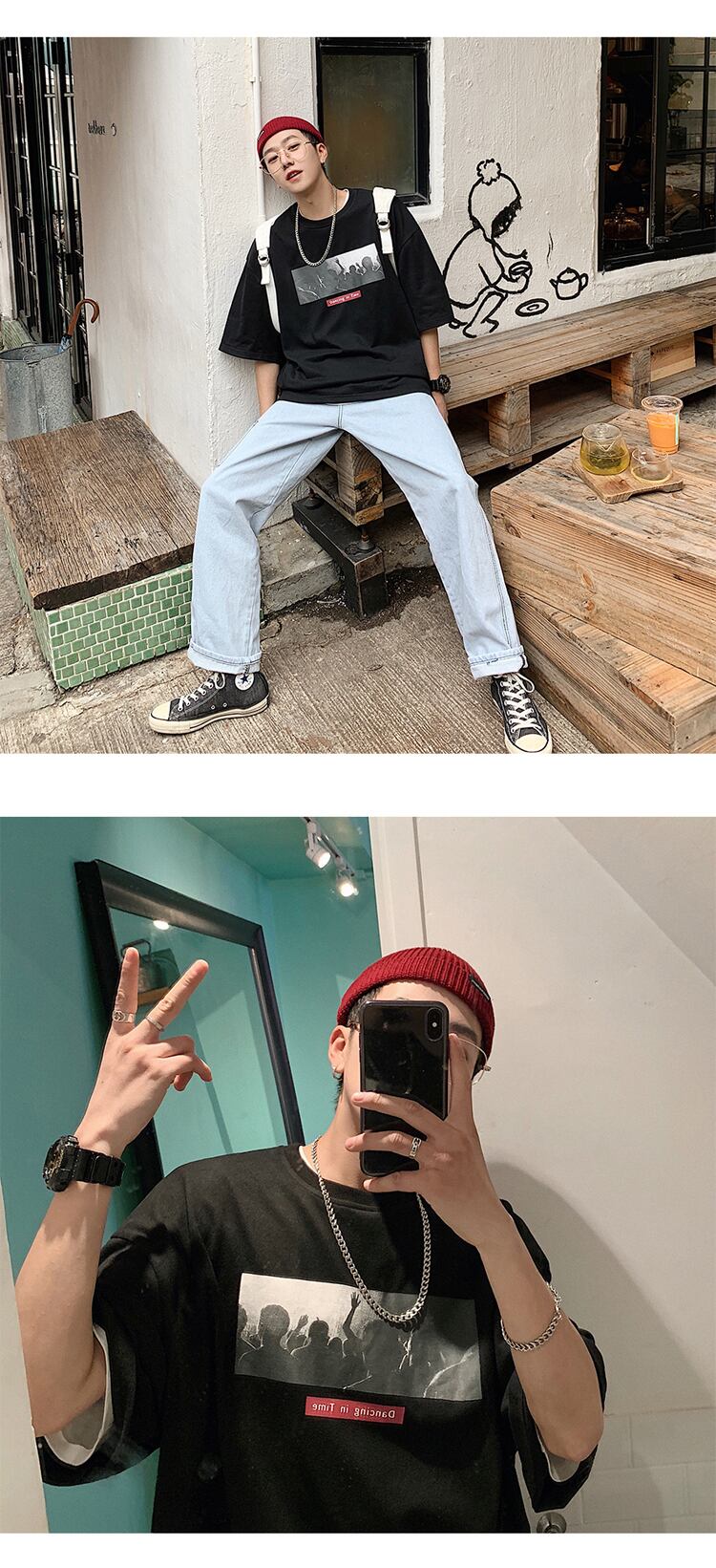 全2色 Tシャツ カットソー プリント カジュアル シンプル