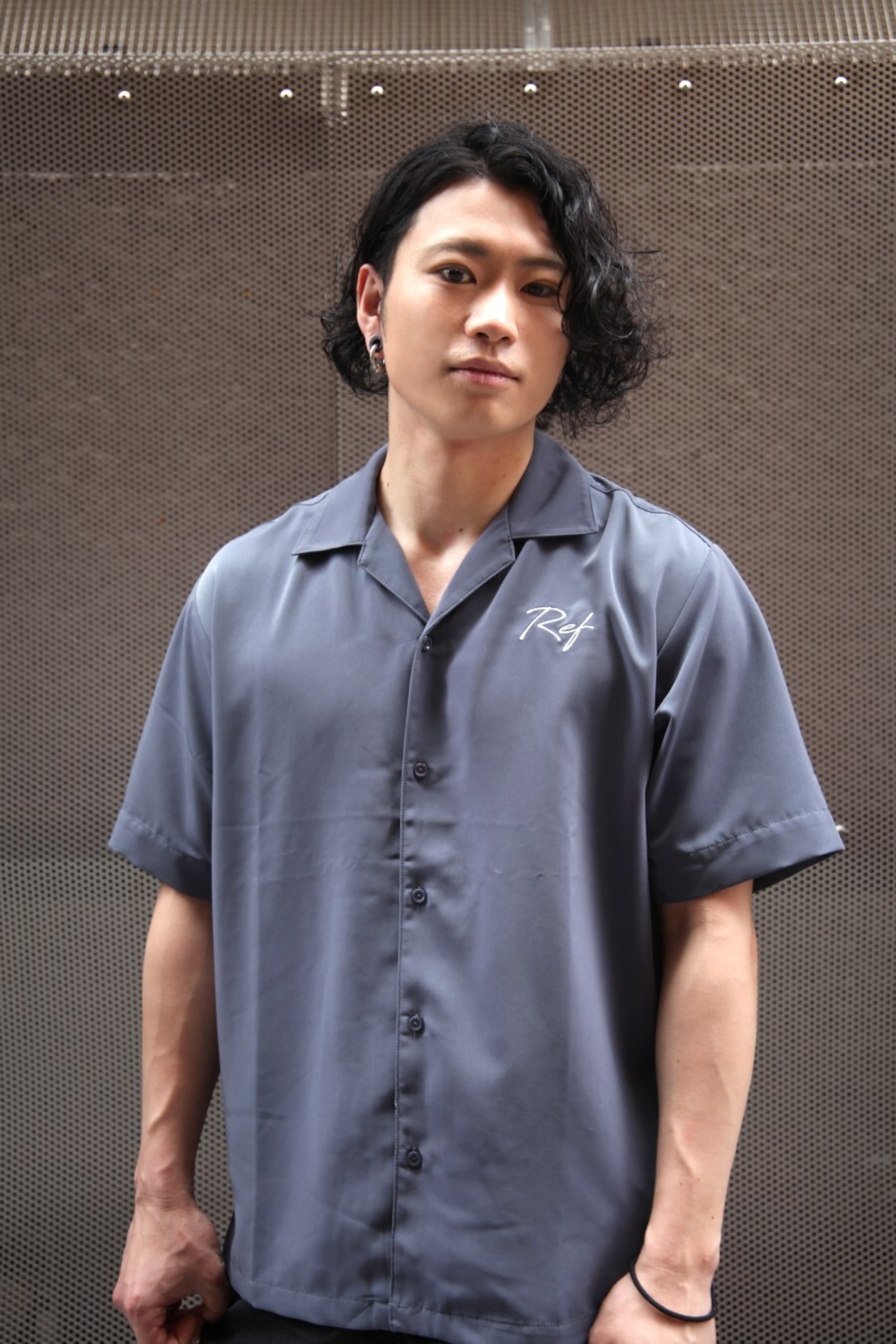 "Script Logo" Open Collar Shirts (BL)