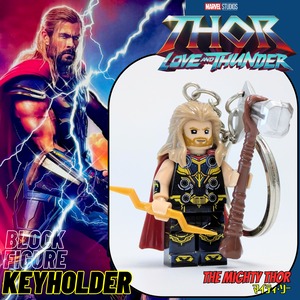 ★ブロックフィギュアキーホルダー★【 The Mighty Thor マイティ・ソー 】アベンジャーズ / MARVEL〚アメリカン雑貨 アメトイ〛