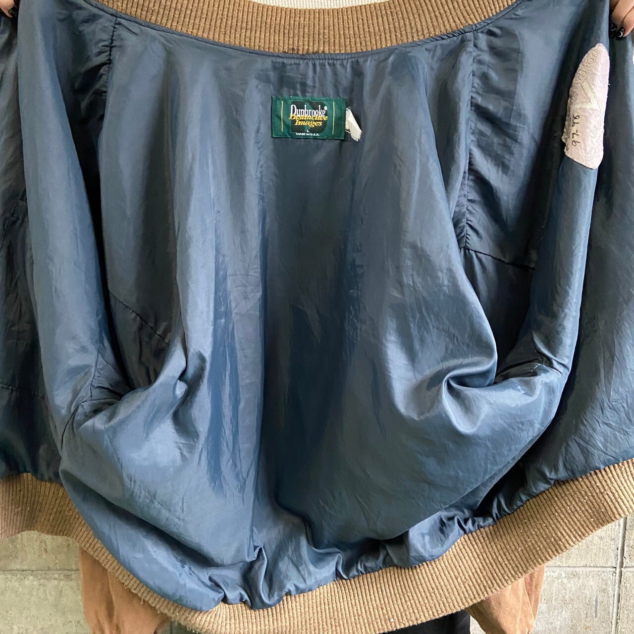 90s USA製 Dunbrooke 企業ロゴ 刺繍 デニムスタジャン メンズL 古着