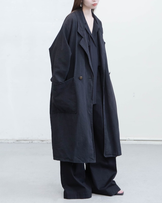 1980s dolman sleeves black denim coat