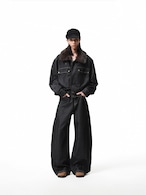 BOOGOOVOGUE Rabbit Fur Lined Denim Jacket