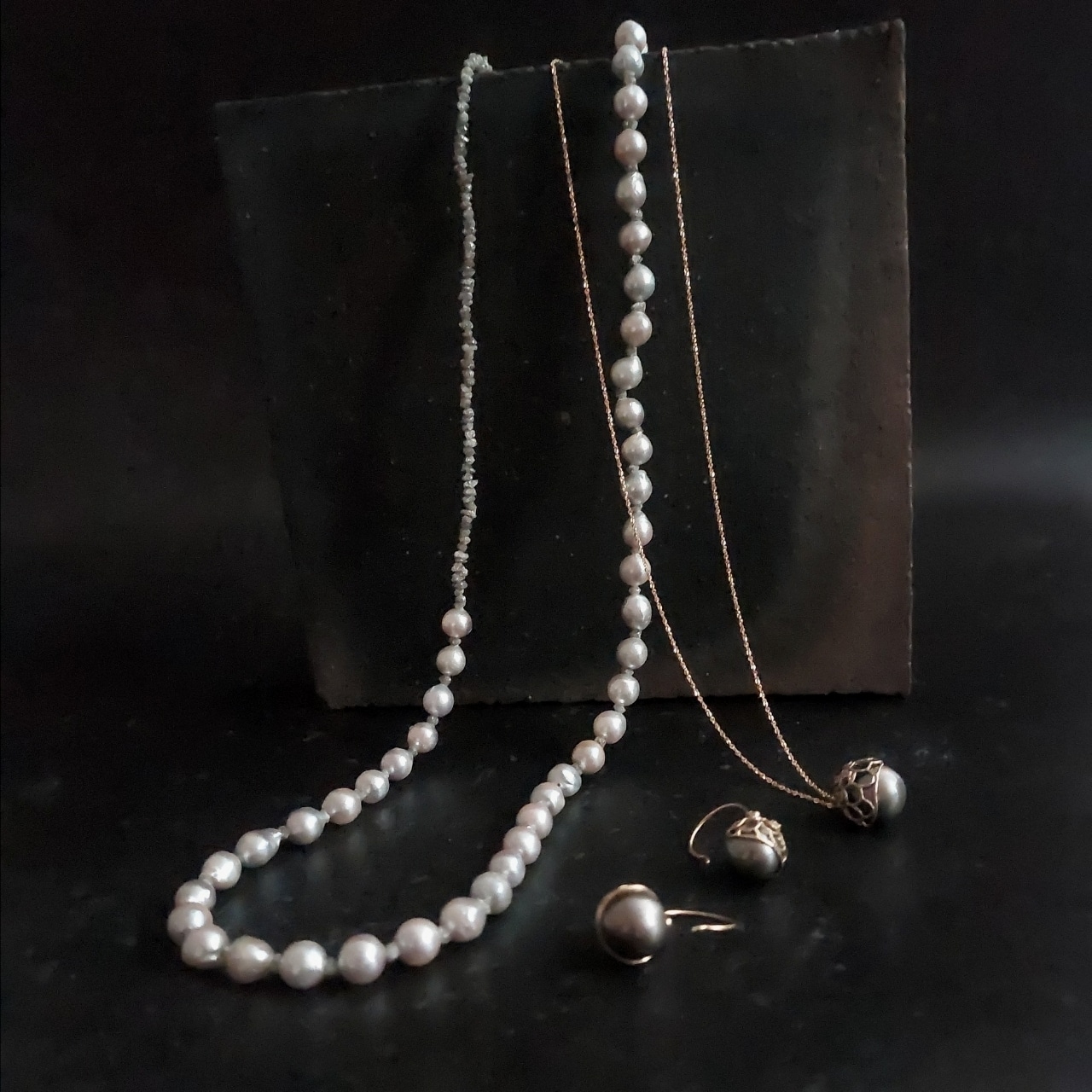 K10 Tahitian Pearl Broun Diamond Necklace (青海波)
