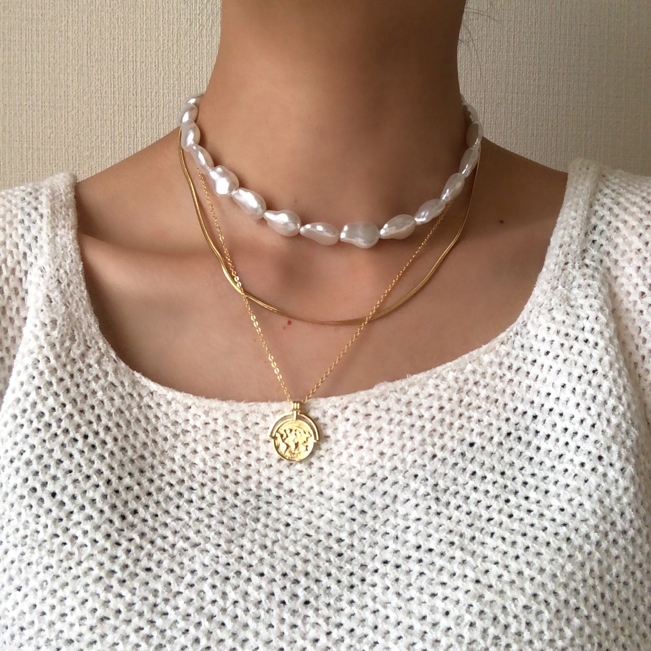 大振りパール チョーカー　［SRN022］　