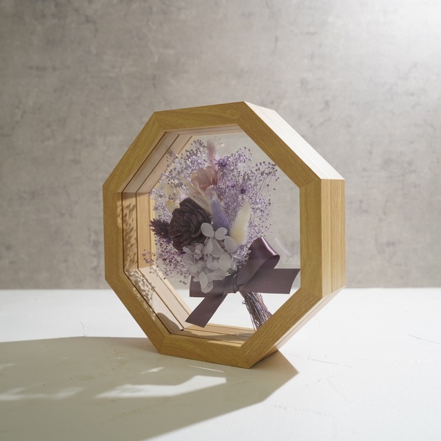 【パープル】フレームフラワー 八角形 花束タイプ FO-74≪限定１点≫