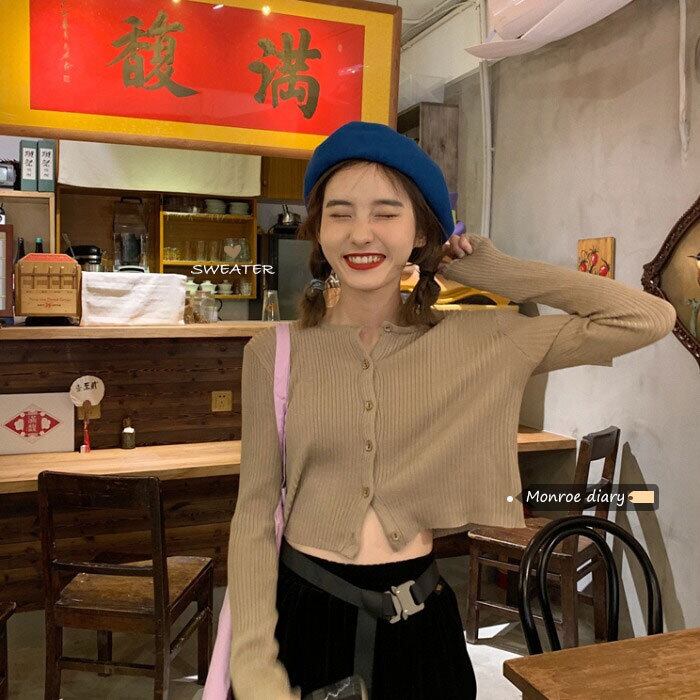 スタイルニットセーター レディースルーズカーディガンスプリングショートトップス コート ロング 春物 モンロー95516460283