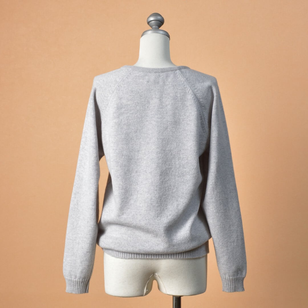 William Lockie ウイリアムロッキー ラムウールラグランプリントセーター "HIHALANDS ISLANDS"・グレイ【送料無料】