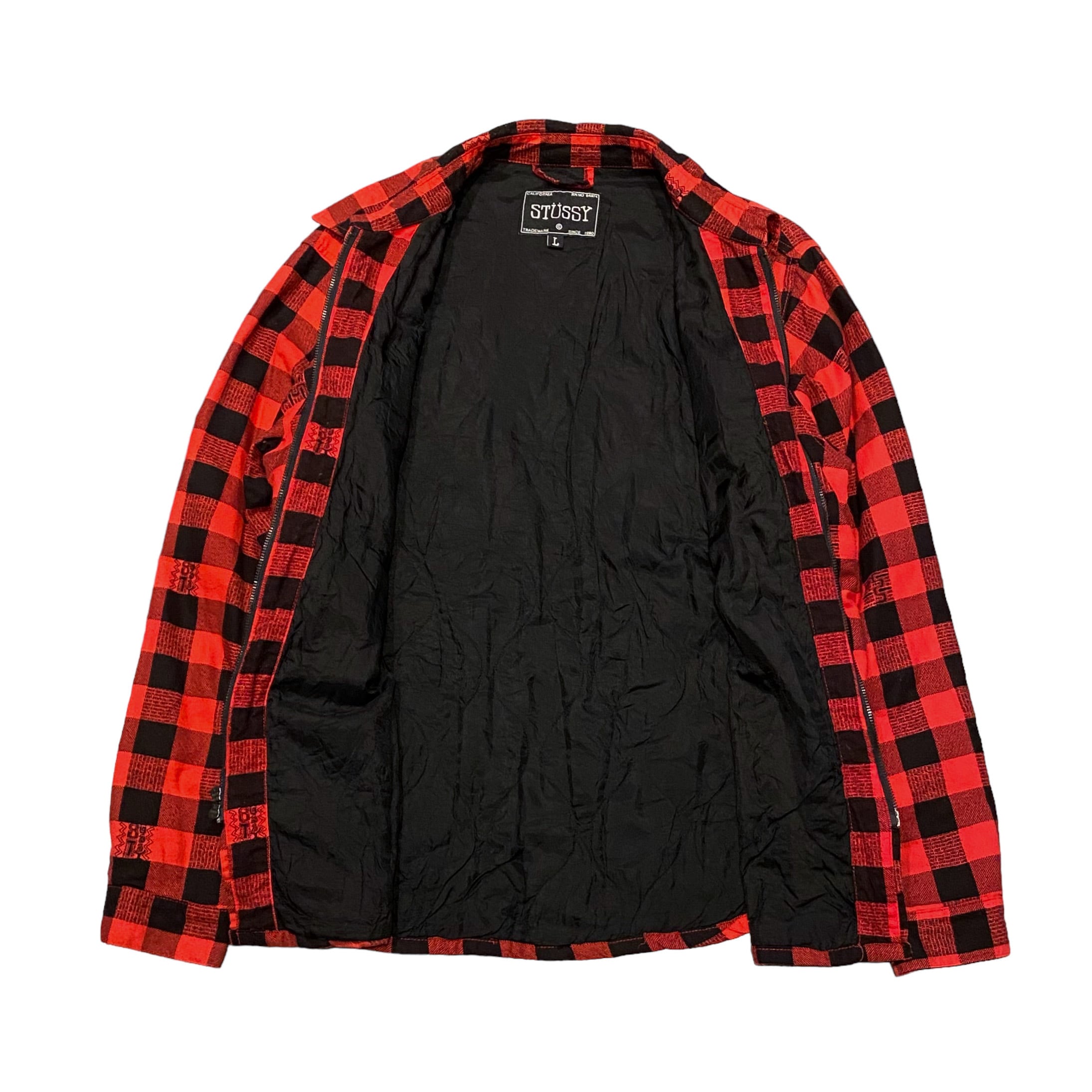 90's OLD STUSSY Flannel Insulation Jacket L / オールドステューシー ...