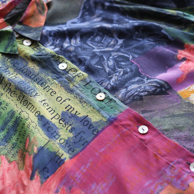 panel art and flower graphic h/s big shirt