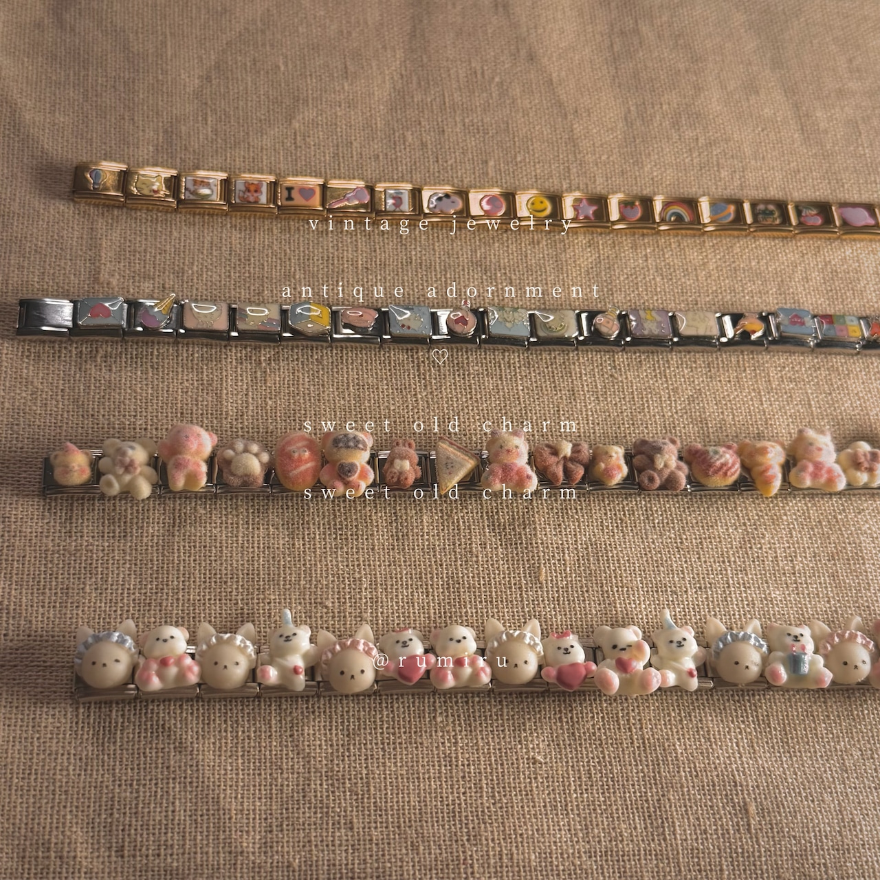ハンドメイド イタリアンチャーム くまさんコレクション ブレスレット - 10