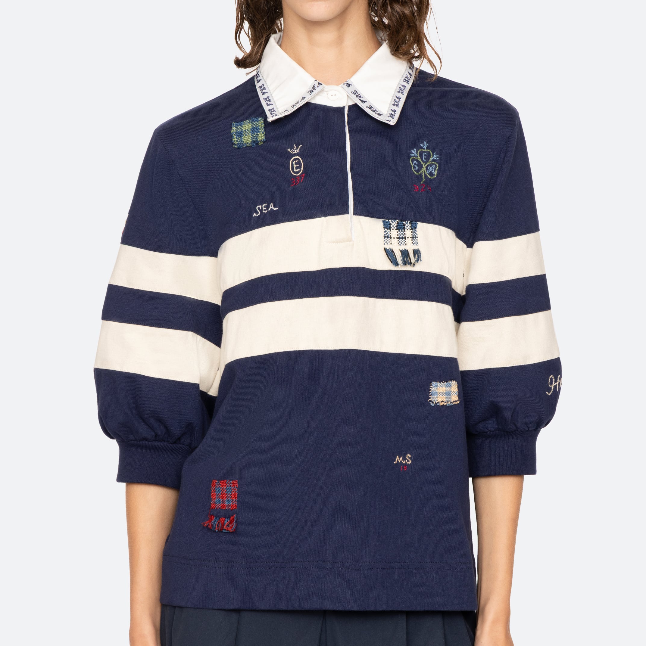 SEA NY CLAIRA EMB RUGBY SHIRT MULTI