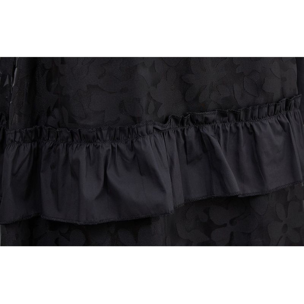 花柄シアー フリル ワンピース 00424