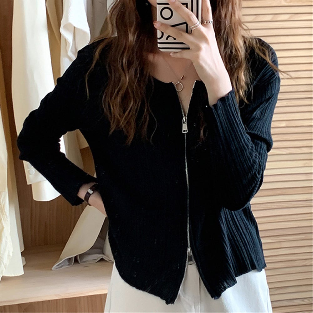 フロントファスナー ニット カーディガン レディース 春秋 きれいめ 大人 かわいい ライトアウター トップス おしゃれ カジュアル ショート丈 大人可愛い 大人女子