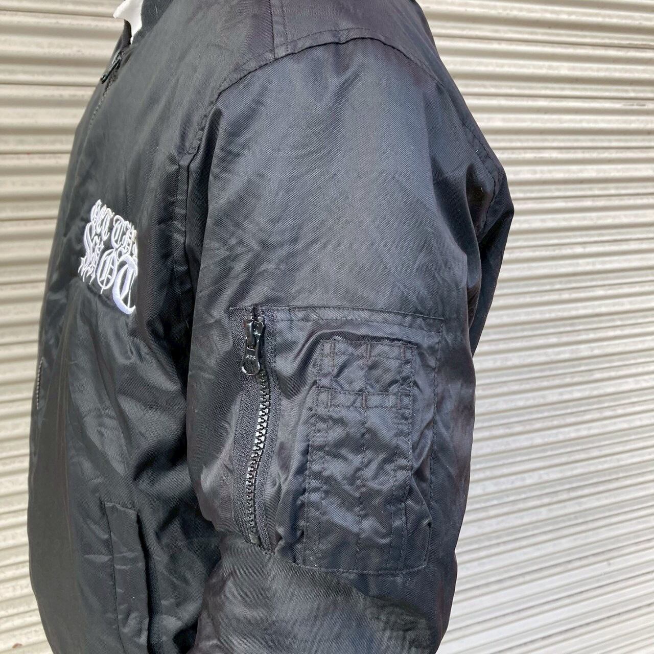 MA-1 フライトジャケット ブラック 刺繍 米軍 ボンバージャケット L