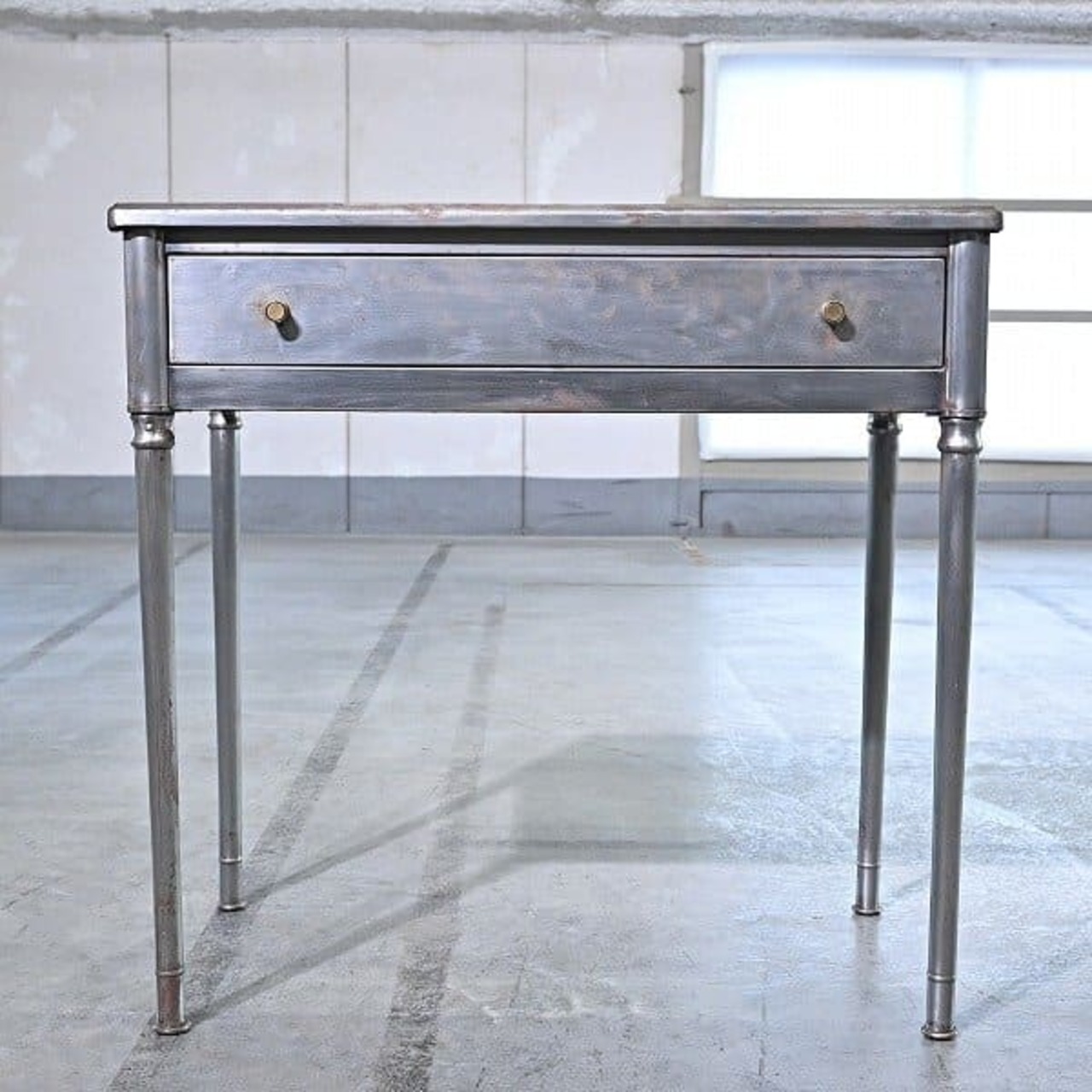 メタルデスク 冷間圧延家具 引出し 収納 作業机 台 リビング 学習 子供部屋 オフィス 勉強 ワークステーション【 中古家具/中古インテリア/USED家具ユーズド家具/リサイクル】