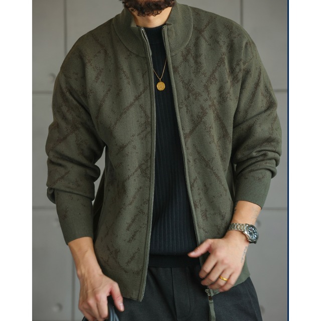 アメリカン ジップアップニットカーディガン2色　S2199