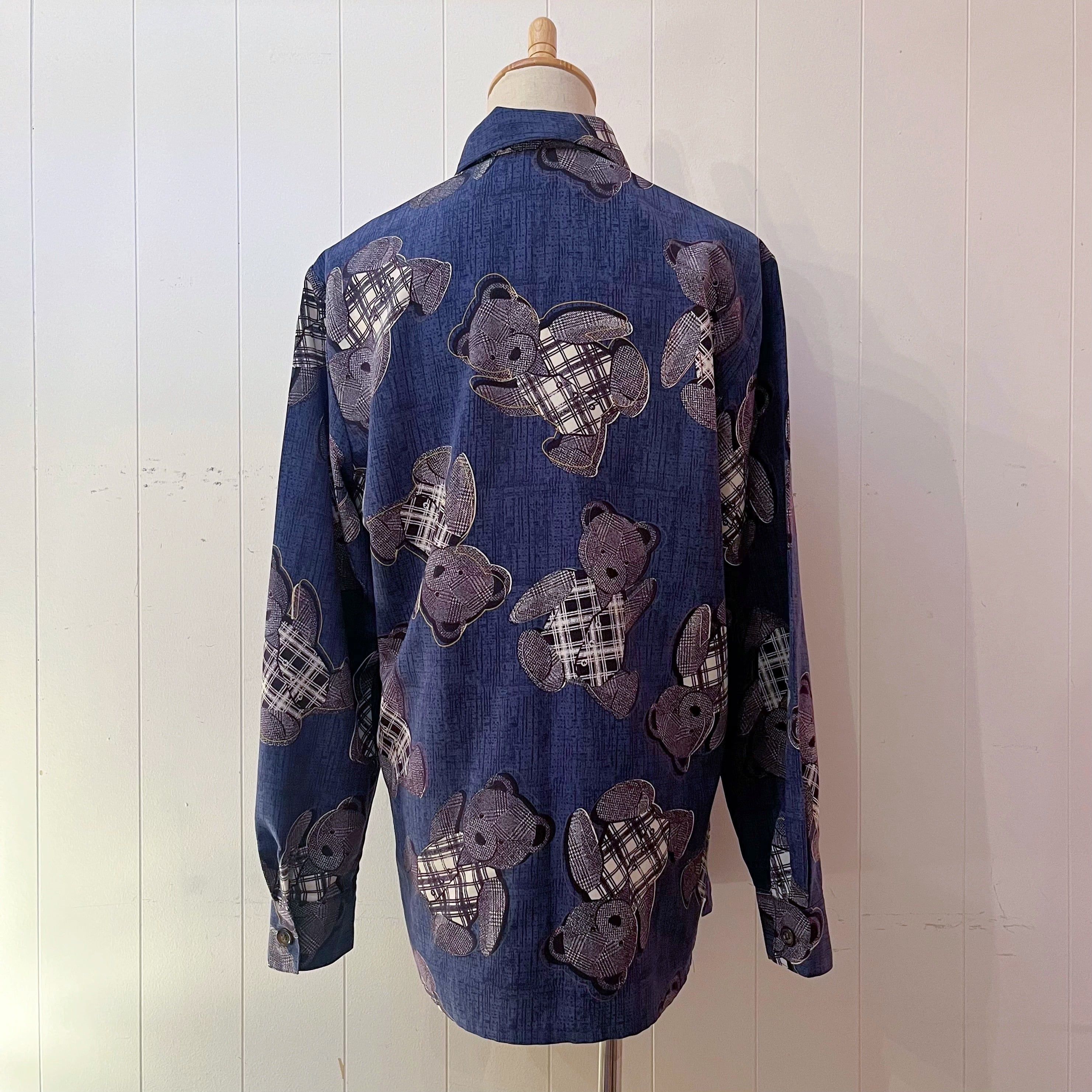 check vest bear navy blouse